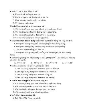 Đề cương ôn tập môn Vật lý 9